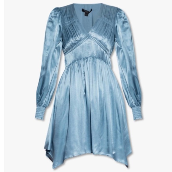 NWT AllSaints Esta Mini Dress in Blue Slate Size 2 - Picture 3 of 14